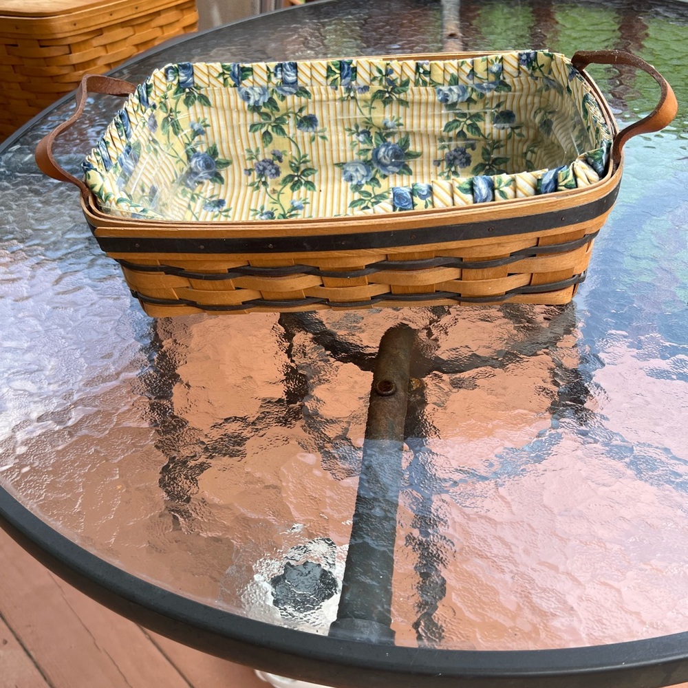 Longaberger Woven Basket with Handles protector and liner